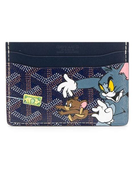 Goyard Tom And Jerry Print Card Holder in Blue 